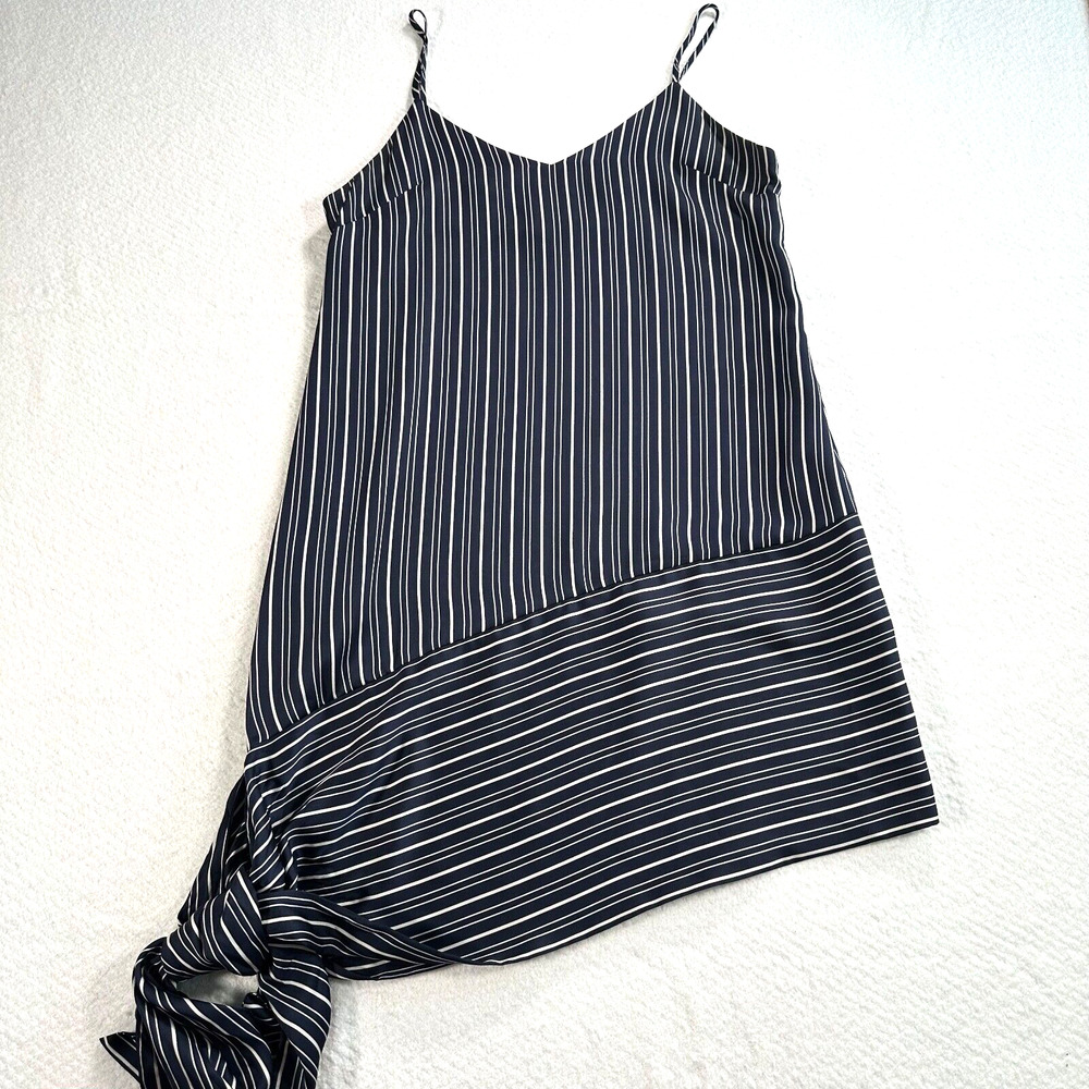 J.O.A Los Angeles Spaghetti Strap Mini Dress Women's Large Side Bow Navy Blue